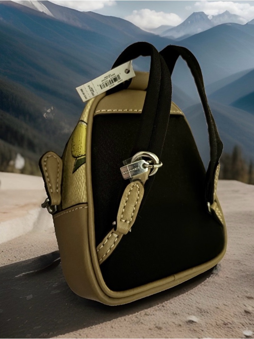 COACH Lemon Print Mini Court Backpack Bag Charm in Coated Canvas/Leather - Picture 3 of 11